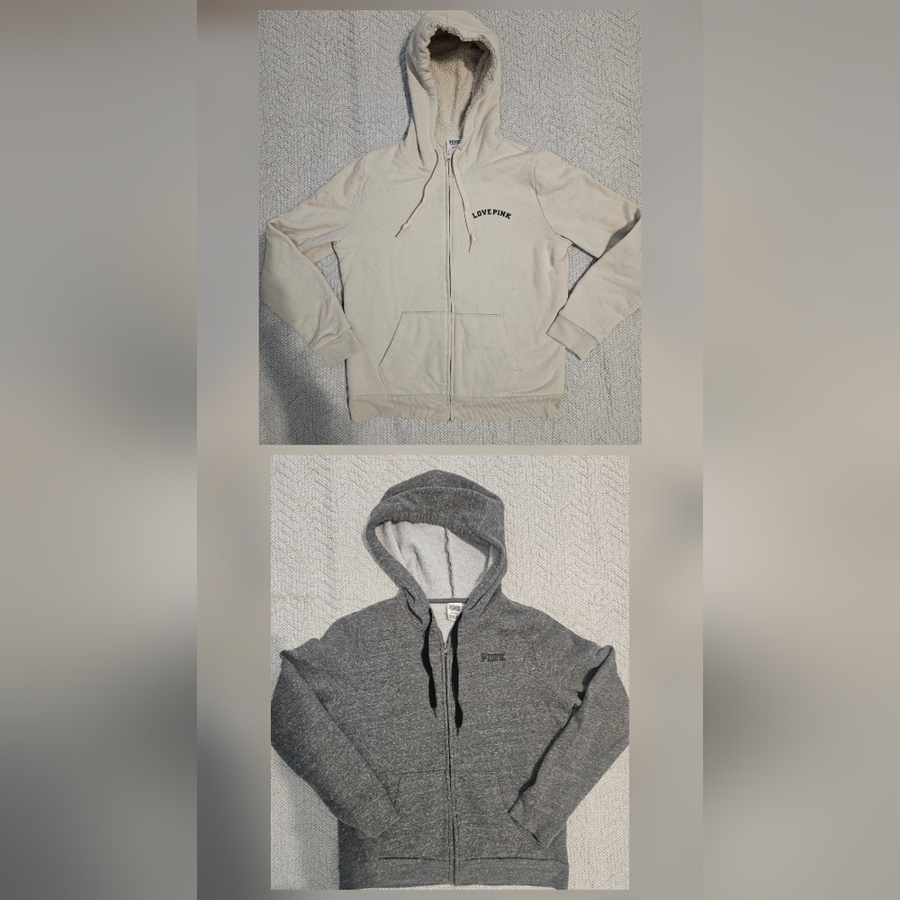 Victoria's Secret PINK Hoodies - (1) Gray and (1) Cream